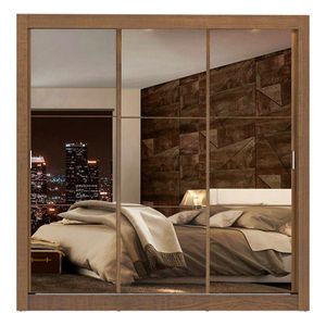 Closet Madesa 3 puertas con 3 espejo 4 cajones marron lyon plus