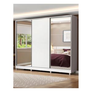 Closet Madesa 3 puertas 2 espejo con pies blanco royale