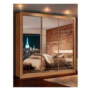 Closet Madesa 3 puertas con 3 espejo 2 cajones marron lyon