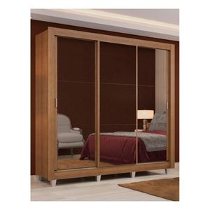 Closet Madesa 3 puertas con 3 espejo 2 cajones con pies marron lyon