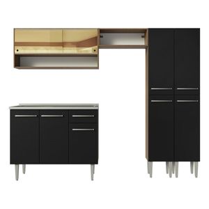 Cocina integral Madesa 229cm con fregadero marron negro emilly 11