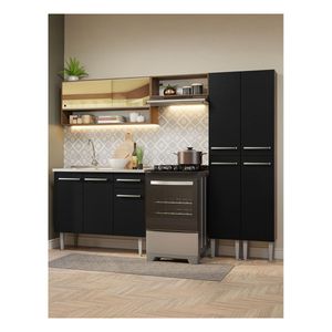 Cocina integral Madesa 229cm con fregadero marron negro emilly 11