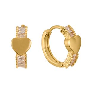 Arete Unlimited by ob tipo huggies corazón liso y zirconia chapa de oro 18K ARILLDRF34