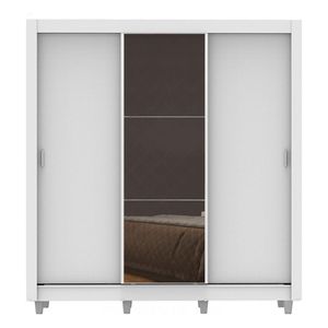 Closet Madesa 3 puertas con 1 espejo 2 cajones con pies blanco lyon