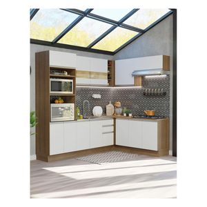 Cocina integral esquinera Madesa 419cm marron blanco glamy 01