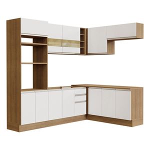 Cocina integral esquinera Madesa 419cm marron blanco glamy 01