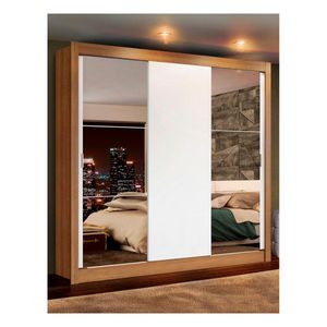 Closet Madesa 3 puertas con 2 espejos 4 cajones marron blanco lyon plus