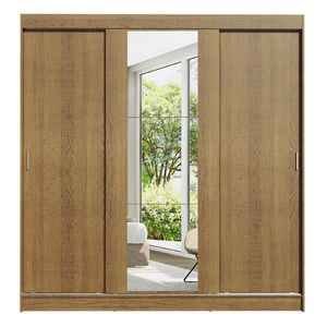 Clóset Madesa 3 puertas corredizas 1 con espejo marron reno