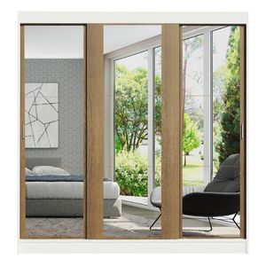Clóset Madesa 3 puertas corredizas con espejo blanco marron reno