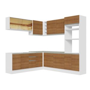 Cocina integral esquinera Madesa 459 blanco marron glamy 01