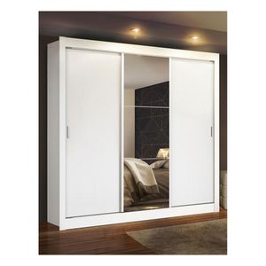 Clóset Madesa 3 puertas corredizas 1 con espejo blanco monaco