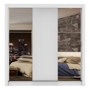 Closet Madesa 3 puertas con 2 espejos 4 cajones blanco lyon plus