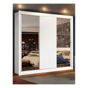 Closet Madesa 3 puertas con 2 espejos 4 cajones blanco lyon plus