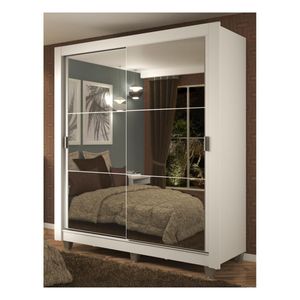 Closet Madesa 2 puertas con 2 espejo 4 cajones con pies blanco dallas plus