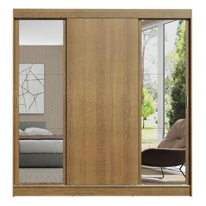 Clóset Madesa 3 puertas corredizas 2 con espejos marron reno