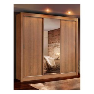 Closet Madesa 3 puertas con 1 espejo 2 cajones marron lyon