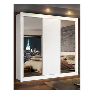 Closet Madesa 3 puertas con 2 espejos 2 cajones blanco lyon