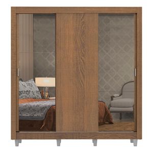 Closet Madesa 3 puertas con 2 espejos 4 cajones con pies marron lyon plus