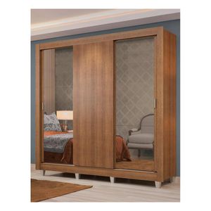 Closet Madesa 3 puertas con 2 espejos 4 cajones con pies marron lyon plus