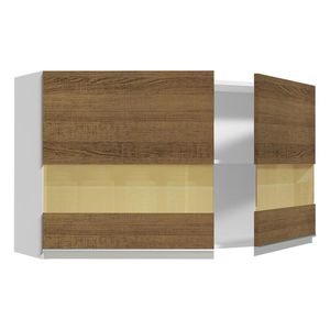 Gabinete superior Madesa 120cm 2 puertas con vidrio blanco marron glamy