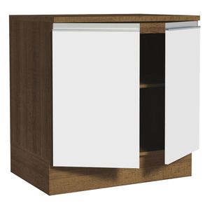 Gabinete bajo Madesa 80cm 2 puertas marron blanco glamy