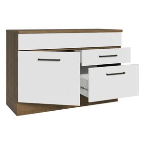 Gabinete de fregadero Madesa 1 puerta 2 cajones con encimera marron blanco agata