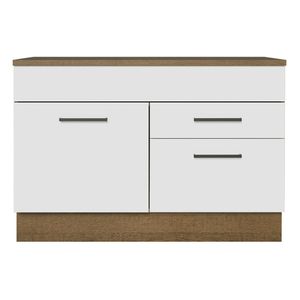 Gabinete de fregadero Madesa 1 puerta 2 cajones con encimera marron blanco agata