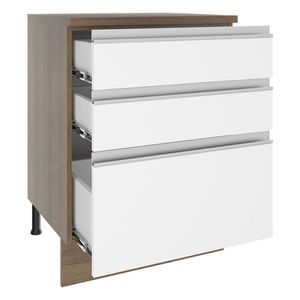Gabinete bajo Madesa 60cm 3 cajones glamy marron blanco