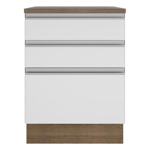 Gabinete bajo Madesa 60cm 3 cajones glamy marron blanco