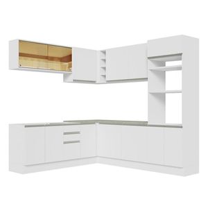 Cocina integral esquinera Madesa 459cm blanco glamy 01