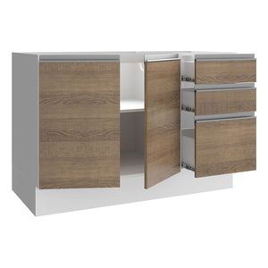 Gabinete Madesa 3 cajones 2 puertas 120 cm blanco marron glamy