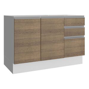 Gabinete Madesa 3 cajones 2 puertas 120 cm blanco marron glamy
