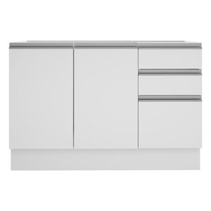 Gabinete Madesa 3 cajones 2 puertas 120 cm blanco glamy