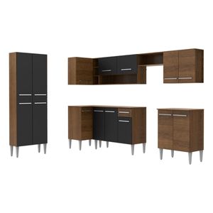 Cocina integral esquinera Madesa 481cm marron negro moon emilly 01