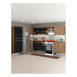 Cocina integral esquinera Madesa 481cm marron negro moon emilly 01
