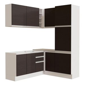 Cocina integral esquinera Madesa 329cm blanco negro glamy 01