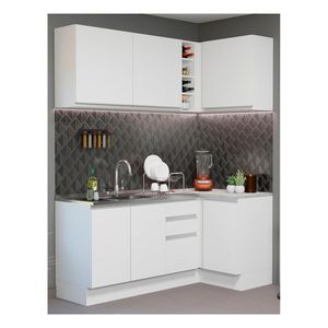 Cocina integral esquinera Madesa 269cm blanco glamy 01