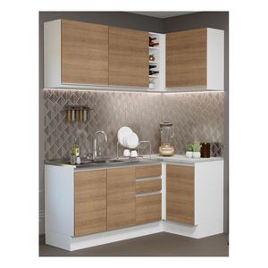 Cocina integral esquinera Madesa 269cm blanco marron glamy 01