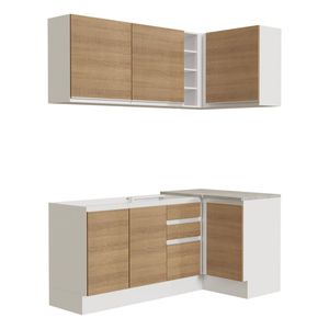Cocina integral esquinera Madesa 269cm blanco marron glamy 01