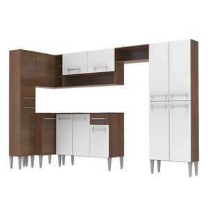 Cocina integral esquinera Madesa 385cm marron branco love emilly 01