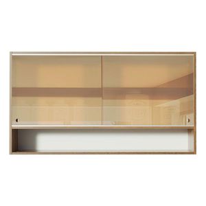 Gabinete superior 2 puertas corredizas de vidrio reflex y 1 nicho marron glamy