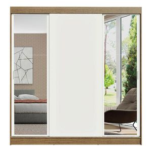 Clóset Madesa 3 puertas corredizas 2 con espejo marron blanco reno