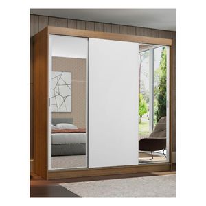 Clóset Madesa 3 puertas corredizas 2 con espejo marron blanco reno