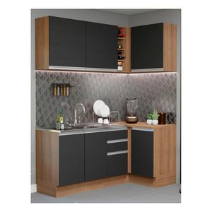 Cocina integral esquinera Madesa 269cm marron negro glamy 01