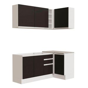 Cocina integral esquinera Madesa 269cm blanco negro glamy 01