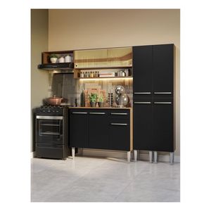 Cocina integral Madesa 229cm marron negro emilly 07