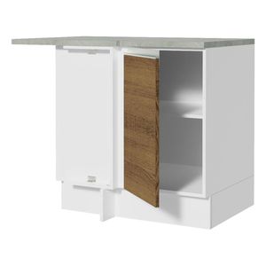 Gabinete bajo de esquina Madesa 1 Puerta blanco marron glamy