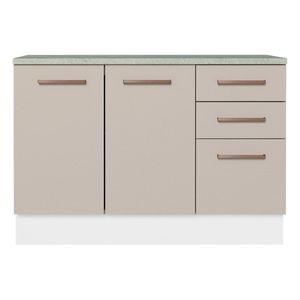 Gabinete de fregadero Madesa 2 puertas 3 cajones con encimera blanco crema agata
