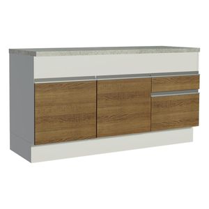 Gabinete Madesa 2 puertas 2 cajones 150cm con encimera blanco marrón glamy