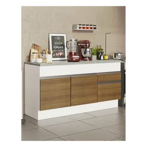 Gabinete Madesa 2 puertas 2 cajones 150cm con encimera blanco marrón glamy